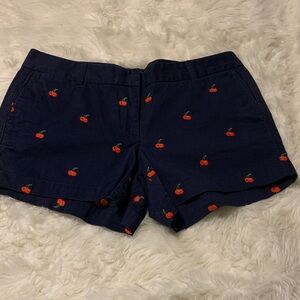Cherry Embroidered Navy Women's Shorts